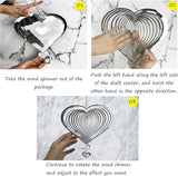 Stainless Steel Heart Wind Spinners, Outdoor Yard & Garden Decorations, Mirror Finish Hanging Metal Spinners for Patio, for Home & Garden Lovers
