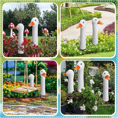 Suzile 1 Piece Porch Goose Statue Decorative Garden Stake Funny Porch Goose Resin Garden Lawn Yard Decor Gifts for Home Outdoor Patio