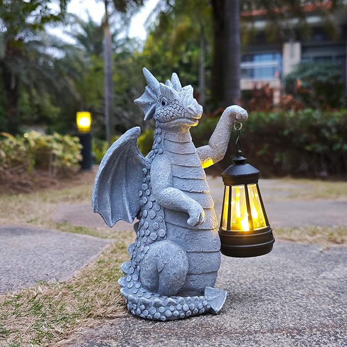 Dragon Solar Outdoor Garden Statue - Dragon Outdoor Figurie Lights - Yard Decorative Outdoor Statue Suitable for Patio, Balcony, Patio Decoration - Specially Customized Gift for Mom