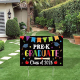 PRE-K Grad Yard Sign - Class of 2026 Preschool Graduate Lawn Sign with Stake School Congrats Graduation Decorations Colorful Graduation Party Favors Supplies Outdoor Photo Booth Props