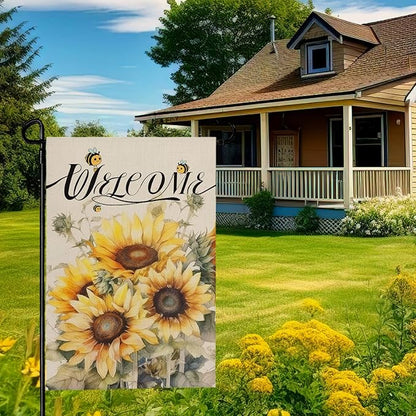 Summer Sunflower Garden Flag for Outside 12x18 Inch Double Sided Welcome Bee Vertical Seasonal Yard Flags Floral Holiday Party Yard Outdoor Decoration