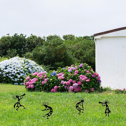 CUweipeng Black Garden Stakes Metal - 4Pcs Black Metal Dancing Dwarf Art Yard Sign Decorative Garden Stakes Dwarves Elf Outdoor Lawn Decoration Pathway Flower Bed Backyard Women Mother's Birthday Gift