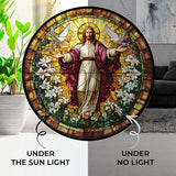Jesus Suncatcher Indoor/Outdoor Stained Glass Window Hanging Handmade Suncatchers Home Decor Garden Christmas Party Wedding Housewarming Gifts