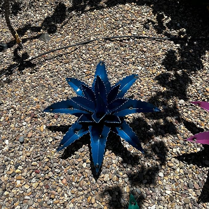 Mini Metal Agave - Garden Art (Blue)
