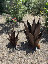 Handmade Rusted Metal Flame Agave Sculpture – Garden Art for Patio or Yard Decor (Small (11"))