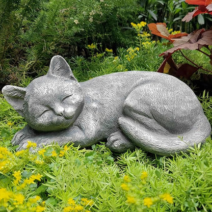GENUINQ Garden Sleeping Cat Memorial Stone Cat Grave Marker Remembrance Kitten Statues for Garden,Patio,Lawn,Grave Decor Pet Sympathy Gift