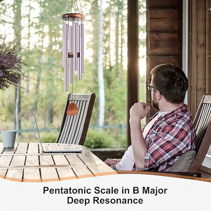 Bursvik Large Aluminium Wind Chimes 37 Inches to Create a Zen Atmosphere Suitable for Outdoor, Garden, Patio Decoration. Classic Wind Chimes with Wind Catcher Suitable as A Gift for Unisex(Purple)