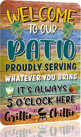 Welcome Patio Bar Signs For Home Porch Bar Wall Decor Beach Bar Decorations For Backyard Tiki Bar Hot Tub Poster Tin Sign 8x12 Inch
