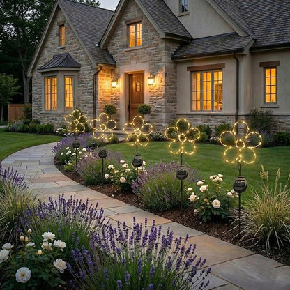 Touch Of ECO Outdoor Solar Powered LED Decorative Garden Stake Light - 2 Pack Warm White Flower Design - Great Decor for Yard, Patio, Lawn, Planter-Makes a Great Gift
