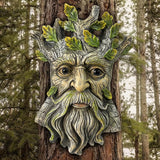 Teaeeno Whimsical Tree Face Garden Decoration, 9.8 in Tree Faces Decor Outdoor Wallmounted Statue Art with Leaf Features, Outdoor Decor Garden Accessory (Nature and Outdoors)