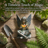Oinas Solar Fairy Garden Statue Decor - Resin Fairy Figurines with Butterfly Light, 8.5 in Angel Fairy Outdoor Decor, Birthdays, Valentine's Day Garden Sculpture Gifts for Women