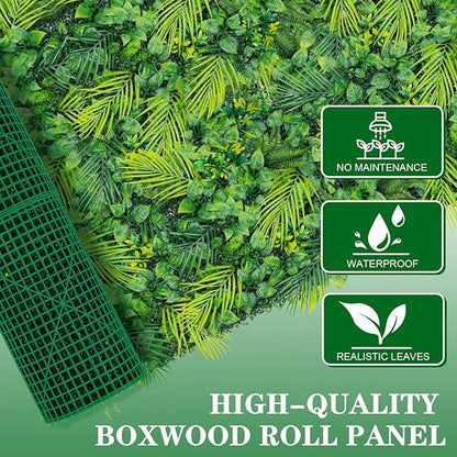 Grooy Artificial Grass Wall 40"x120"(33.33 SQFT), Boxwood Wall Panels UV-Protected Greenery Privacy Hedge Screen for Indoor Outdoor Patio Balcony, Party Garden Fence Decor
