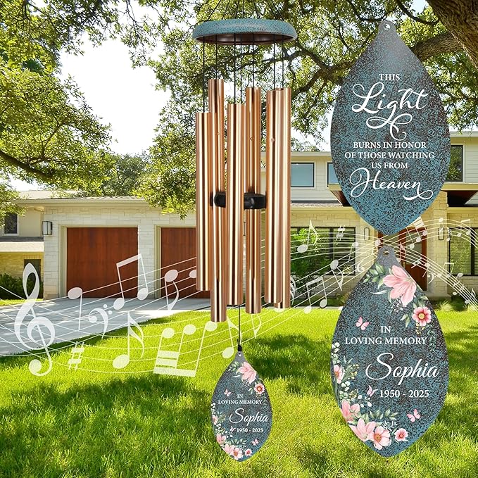 ASTARIN Wind Chimes for Loss of Loved One, Personalized Sympathy Wind Chime for Women, Windchimes Outdoors Deep Tones, Remembrance/Sympathy Gifts Loss of Mother(Produced in USA)