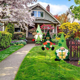 LEIFIDE 3 Pcs St. Patrick's Day Garden Decor for Outside, Metal Green Gnome Stakes, Saint Patricks Day Decorative Welcome Signs Stakes with Shamrocks for Outside Outdoor Irish Yard Lawn Backyard Porch