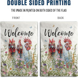 Floral Chicken Garden Flag Spring Summer Yard Flag Flower Rooster Farmhouse Garden Flags for Outside Small Outdoor Welcome Flags 12x18 Double Sided Chicken Coop Decor