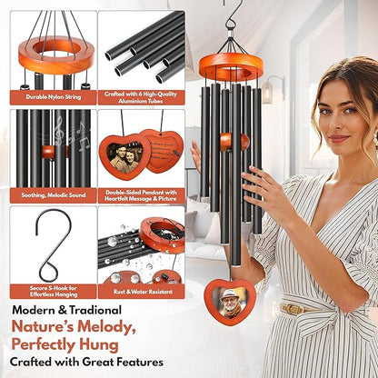 Personalized Memorial Wind Chimes - 32.5" Wind Chime for Loss of Loved One - Sympathy Remembrance Gifts - Bereavement Memorial Gift - Condolences Gift for Loss