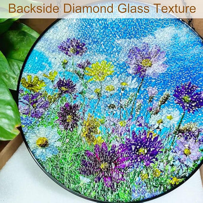Wildflowers Stained Glass Suncatcher, Floral Suncatcher Wall Hanging,Cottagecore Wildflower Sun Catchers Indoor Window Round Glass Wall Art Decor,Gardening & Lawn Care 7.9"