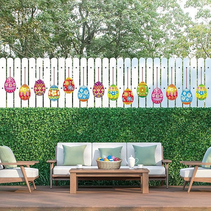 16 Pieces Easter Egg Outdoor Hanging Ornaments Decorations Happy Easter Hanging Porch & Tree Yard Lawn Decor - Double-Side Printed