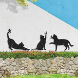 Glitzhome Metal Cat Decorative Garden Stakes, Lifelike Black Silhouette Die-Out Cats Spring Garden Yard Art 2-in-1 Design for Yard Stake or Wall Decor, 3 Packs