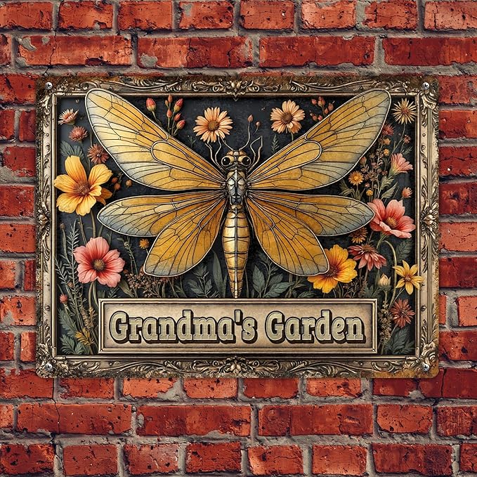 Personalized Metal Signs with Name Made in USA Custom Dragonfly Garden Sign Vintage Decorative Metal Print for Wall Decor Home Garden Ideas Gifts Artwork Prints for Yard Ourdoor