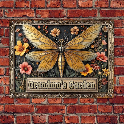 Personalized Metal Signs with Name Made in USA Custom Dragonfly Garden Sign Vintage Decorative Metal Print for Wall Decor Home Garden Ideas Gifts Artwork Prints for Yard Ourdoor