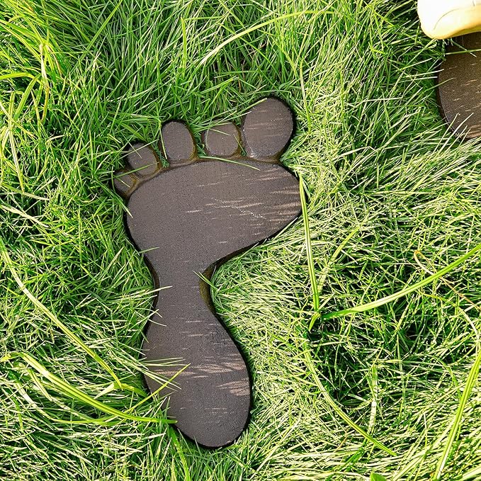 Sungmor Cast Iron Footprint Garden Stepping Stones, Set of 2 Sturdy Metal Left & Right Stepping Mat for Front Door, Outdoor Decorative Paver Mat for Yard Lawn Walkway Landscaping