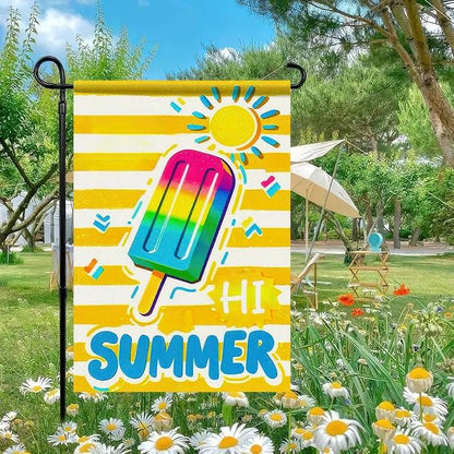 BlissYard Summer Garden Flags 12x18 Double Sided Summer Banner Beach Gardens Flag Bright Popsicle Sun Design Holiday Outside Decorations Yard Flags for Seasonal Decoration in Yard and Garden