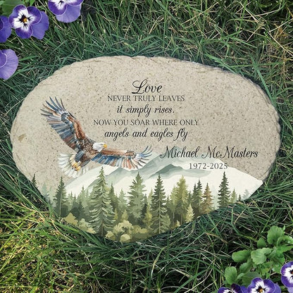 GiftsForYouNow Eagles and Angels Memorial Flat Garden Stone - Thoughtful Tribute, Outdoor Decor, Remembrance Stone for Loved Ones