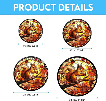 Squirrel Stained Glass Window Hanging Sun Catcher Halloween Haning Ornament Decoration Christmas Birthday Gifts for Lover, Friends