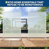 Garveelife Metal Privacy Screen 72" H×47" W for Outdoor Freestanding Decorative Privacy Wall Panels with Stand, Patio Balcony Screens for Outside Divider Deck Porch Garden, 1PC