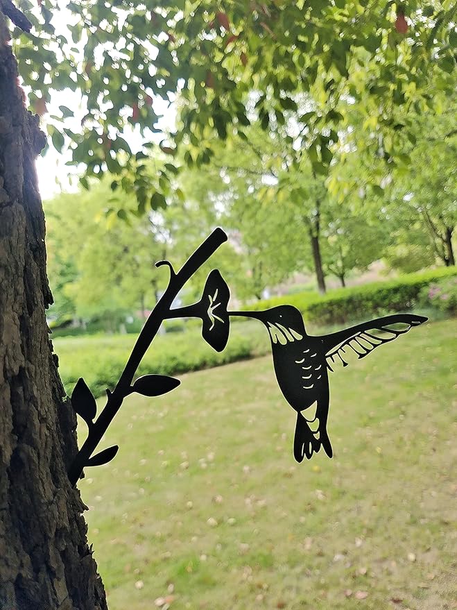 Steel Branch Bird Flowers Art Garden Decoration Outdoor Metal Tree Garden Stakes Shadow Sculpture Home Decor