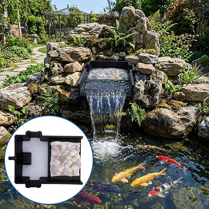 Adnee 4 Pcs Pond Waterfall Spillway Filter Pad, 8 Inch Pre-Cut Waterfall Box Filter Pad, Reusable Pond Filter Replacement Mat to Maintain Water Quality,Only Filter Pads