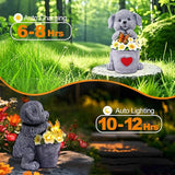 OTAVILEM Solar Garden Decor Dog Statue,Outdoor Dog Figurines with Bucket for Patio, Balcony, Backyard,Lawn Ornaments and Yard Decorations - Unique Gifts for Women, Mom,Grandma