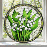 LITIVY Lily of The Valley Stained Glass Suncatcher – Mother’s Day Memorial & Remembrance Gift, Rainbow Maker Window Hanging Decor for Indoor Sunlight, Green & White Sun Catchers for Women Mom Grandma