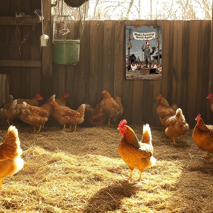 Funny Chicken Coop Signs and Accessories, Make Farming Great Again, Patriotic Farmhouse Metal Wall Art for Coop Farm Stand Chicken Farm Fresh Butt Nuggets Sign 8×12 Inch (grey chicken coop)