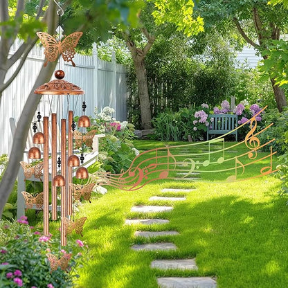 Butterfly Wind Chimes for Outside, Butterfly Gifts for Women Metal Windchimes Outdoors, Floral Wing Design Home Garden Patio Yard Decor