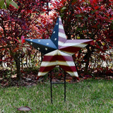 Morning View American Flag Garden Stake Set of 2 Patriotic Decor Metal Star US Flag Yard Sign Bar Star Outdoor Lawn Art Ornament 4th of July Memorial Day Veterans Day Independence Day 12 Inches Tall