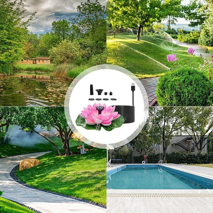 Solar Water Fountain - Garden Decor Solar Bird Fountain,Led Powered Ponds, Led Pond Pump Bird Bath, Lily Outdoor Ponds with 8 Nozzles, Water Pump for Outside Pond and Backyard