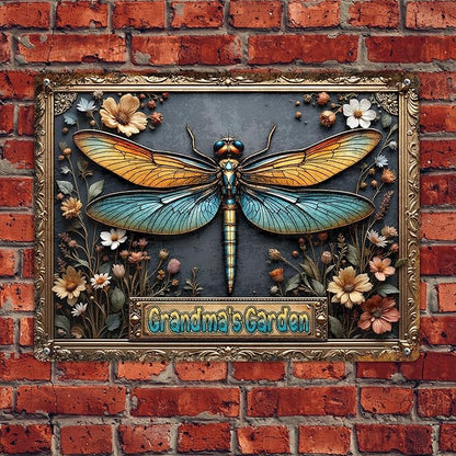 Personalized Metal Signs with Name Made in USA Custom Dragonfly Garden Sign Decorative Metal Print for Wall Decor Customized Home Garden Ideas Gifts Artwork Prints for Yard Ourdoor