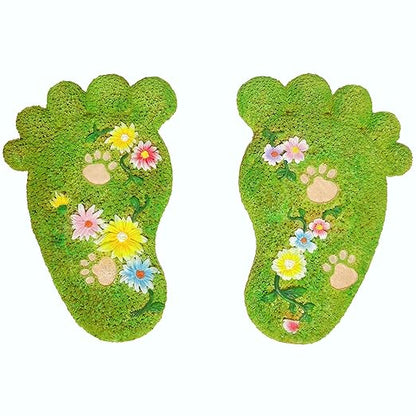 Garden Stepping Stones - Outdoor Decorations for Courtyards, Dog Footprint Stones, Lawn Stepping Stones Set, Resin (2-piece Set)