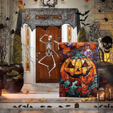 Spooky Pumpkin House Flag Scary Halloween Flags for Outside 28x40 Double Sided Large Stained Glass Fall Garden Flags Autumn Yard Flag for Outdoor Porch Lawn Farmhouse Thanksgiving Decor