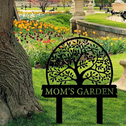 Personalized Garden Sign with Tree Of Life Design, Custom Garden Stake with Nature, Customized Garden Gift, Farmhouse Flower Garden Decor for Outside, Gardening Decor Gifts for Gardeners, Backyard Art