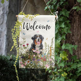 Floral Bernese Mountain Garden Flag Spring Summer House Flags 28 x 40 Double Sided Flower Dog Yard Flags for Outside Large Outdoor Welcome Flags