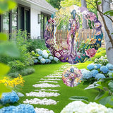 Wind Spinner Hanging Outdoor Decor, 12 Inch 3D Spring Floral Cross Metal Kinetic Wind Spinners for Garden Yard Patio, Stainless Steel Laser Cut Art Christian Gifts for Women Easter Decorations