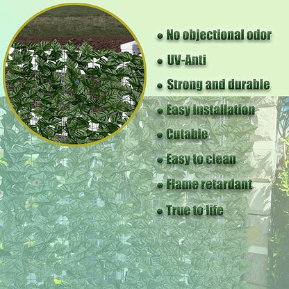 Artificial Ivy Privacy Fence Screen: 40"x 140"(39.2 SQFT) UV-Anti Faux Hedge Fence and Fake Ivy Vine Leaf Wall Panels for Indoor&Outdoor Green Backdrop, Garden Greenery Decor