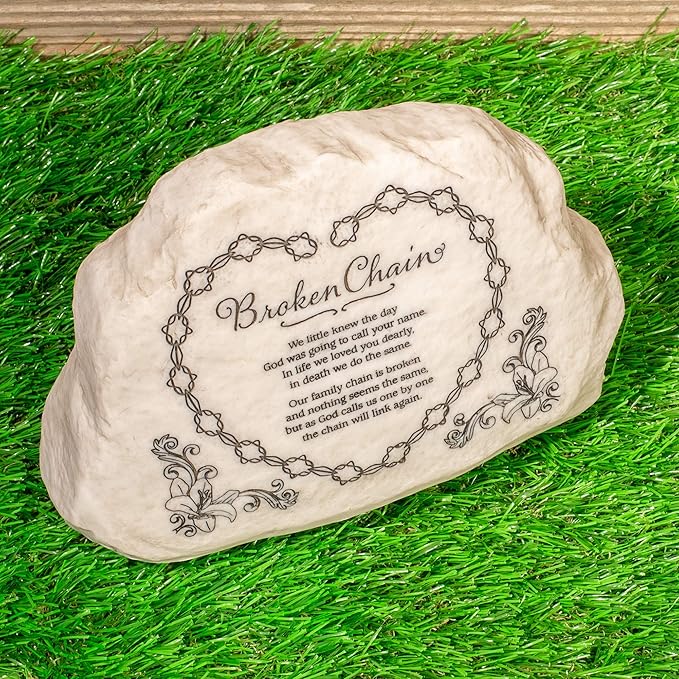 Dicksons Broken Chains Poem Grey Memorial 6 x 9 Resin Outdoor Garden Stone