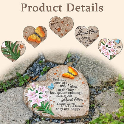 Memorial Garden Stone with Heartfelt Quote, 10 inch Garden Stepping Stones, Resin Memorial Plaques for Outdoors, Garden Stones in Memory of Loved One Gifts for Grave, Garden, Patio, Home