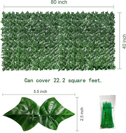 Bybeton 40" x 80" Artificial Ivy Privacy Fence Screen, UV Protected Faux Ivy Vine Leaf Roll, Greenery Wall Panels for Outdoor Patio, Balcony, Garden and Backyard Privacy Decor