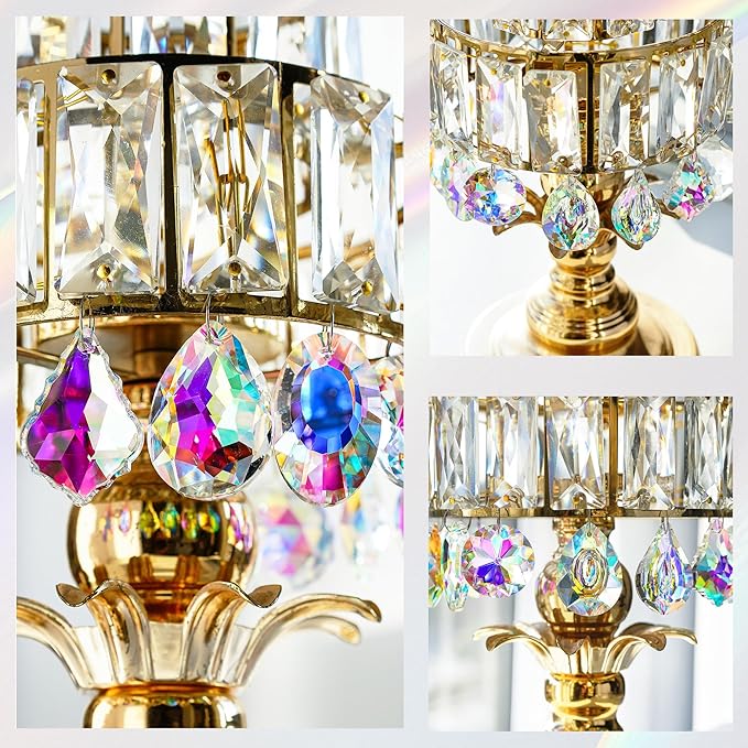 kanpura 10pcs Colorful Crystal Suncatcher Prism Chandelier Crystals Replacement for Lamp Windows Hanging Crystals Prisms for Birthday Christmas Wedding Party Decor