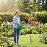 Yard Garden Wind Spinners - Large Outdoor Metal Wind Spinners with Stake, Yard Art Lawn Garden Decor Colorful Angel-Shaped Wind Vane (19.5" W x 79" H)